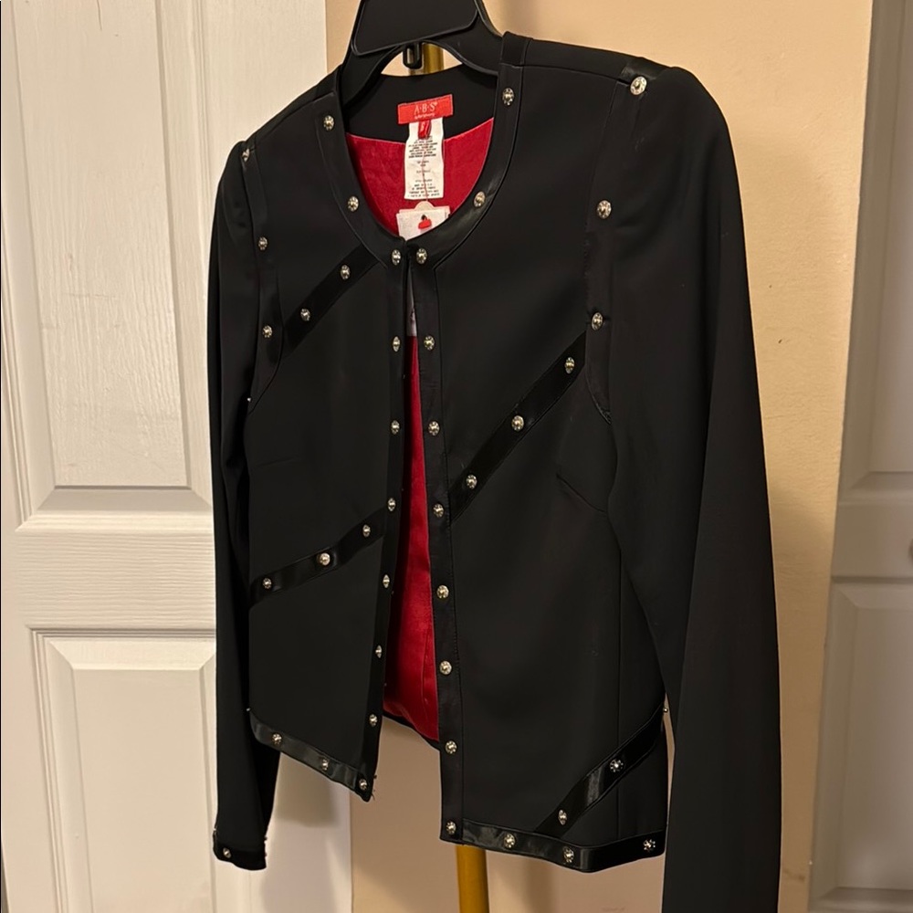 ABS Allen Schwartz Black Blazer with Studded Details Channel style